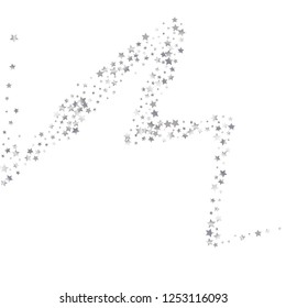 Colorful random stars forming wavy lines. Isolated gradient celestial elements. Platinum metal shine. Iridescent glitter festive celebration vector template for decoration