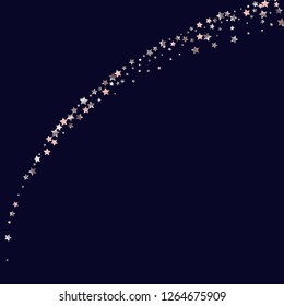 Colorful random stars forming wavy lines. Isolated gradient stellar elements. Pink purple pearl nacre shine. Festive iridescent holographic shine effect vector template for decoration