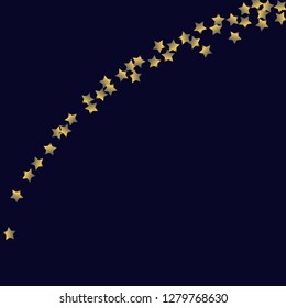 Colorful random stars forming wavy lines. Isolated gradient celestial elements. Platinum chrome metal shine. Holiday celebration luminous glossy vector template for decorations