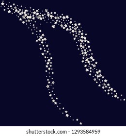 Colorful random stars forming wavy lines. Isolated gradient stellar elements. Pearl nacre shine. Iridescent glitter festive celebration vector template for decoration