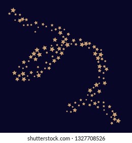 Colorful random stars forming wavy lines. Isolated gradient stellar elements. Brass metal shine. Iridescent glitter festive  celebration vector  template for decorations