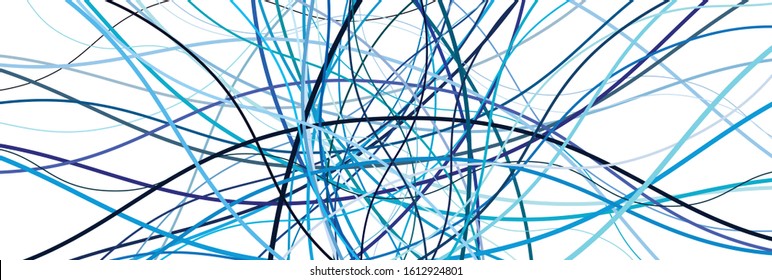 Colorful Random Wavy, Zig-zag Lines Abstract Art Texture, Background. Sinuous, Tangled Intersecting, Overlapping Shapes Chaotic Composition. Chaos Pattern With Scattered Elements