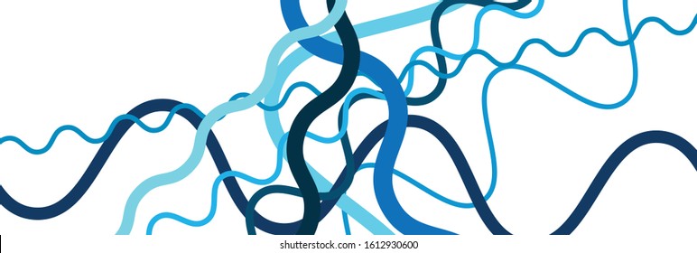 Colorful Random wavy, zig-zag lines abstract art texture, background. Sinuous, tangled intersecting, overlapping shapes chaotic composition. Chaos pattern with scattered elements