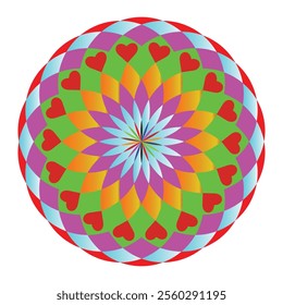 Colorful rangoli geometric mandala pattern design. Vibrant and exceptional rangoli art featuring intricate geometric mandala patterned design elements.