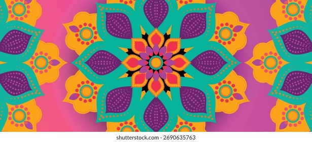 Ilustração do vetor de fundo da mandala de rangoli colorida para a decoração do festival de Diwali