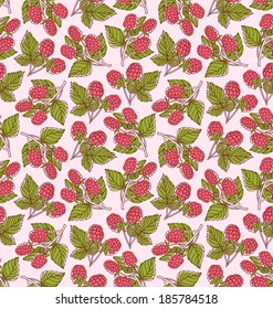 Colorful raspberries vector seamless pattern