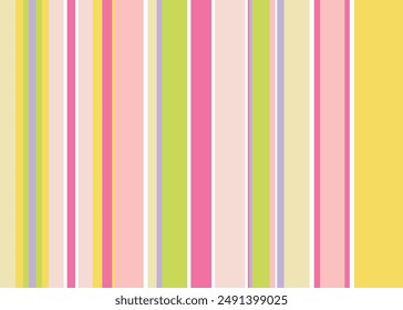 Colorful raster vertical stripes pattern. Simple seamless Easter with thick and thine straight lines stripes. Stylish abstract geometric striped background in bright colours.