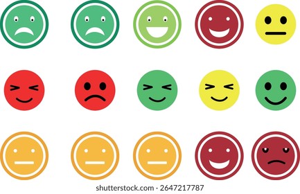 Medidores de classificação colorida definidos com o vetor de faces de emoção