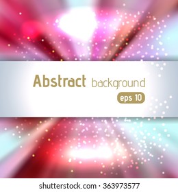 Colorful rays background with place for text. Abstract motion blur background with power explosion. Vector illustration