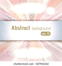 Colorful rays background with place for text. Abstract motion blur background with power explosion. Vector illustration. Pink, white colors. 