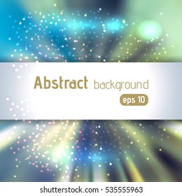 Colorful rays background with place for text. Abstract motion blur background with power explosion. Vector illustration. Blue, gray colors. 