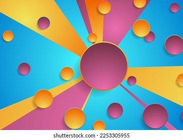 Farbige Strahlen und Kreise abstrakter technologischer geometrischer Hintergrund. Vektordesign