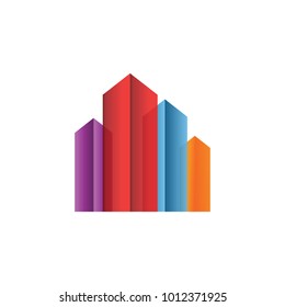 Colorful real estate building logo design concept vector
