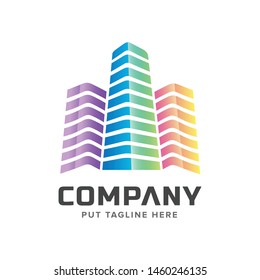 colorful real estate building logo business template