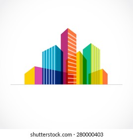 Colorful real estate, city and skyline icon and logos element, vector illustration