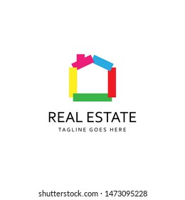 Colorful real estate, house, building logo design template