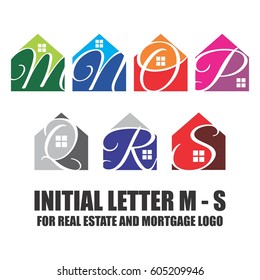 colorful real estate with initial letter logo set