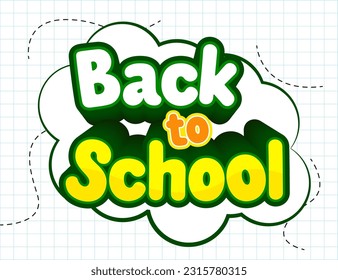El colorido diseño de afiches de textos en 3D realistas de regreso a la escuela en un fondo colorido. Ilustración vectorial