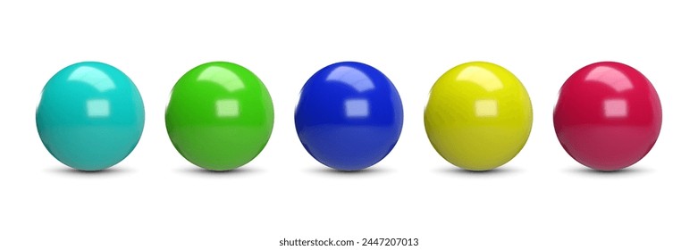colorful realistic 3d balls collection. Glossy 3d spheres set isolated