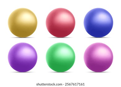 colorful realistic 3d balls collection. Glossy 3d spheres set isolated