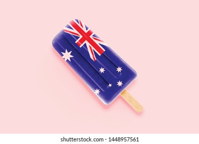 Colorful realistic Australia flag ice cream, vector illustration