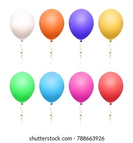 Set Eight Colorful Balloons String Isolated Stock Vector (Royalty Free ...