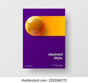 Colorful realistic balls brochure layout. Minimalistic magazine cover design vector concept.