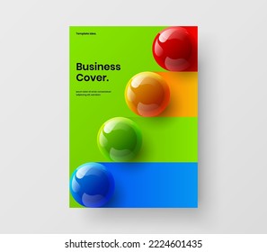 Colorful realistic balls company identity layout. Isolated brochure A4 design vector concept.