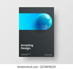 Colorful realistic balls company identity template. Minimalistic presentation A4 design vector illustration.