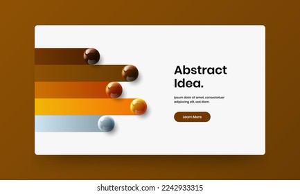 Colorful realistic balls landing page layout. Isolated brochure vector design concept.