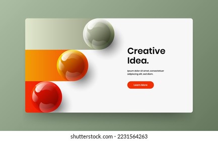 Colorful realistic balls leaflet concept. Vivid horizontal cover design vector template.