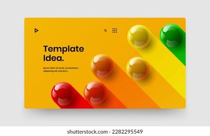 Colorful realistic balls leaflet layout. Vivid website vector design template.