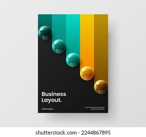 Colorful realistic balls poster illustration. Multicolored journal cover design vector layout.