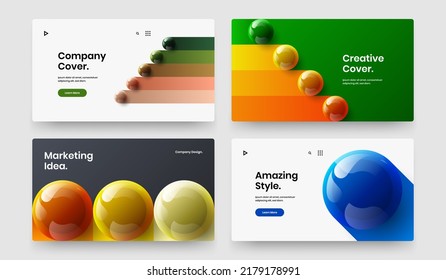 Colorful realistic balls presentation layout composition. Geometric horizontal cover vector design template collection.