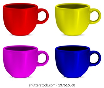 Colorful realistic blank cups. Vector illustration