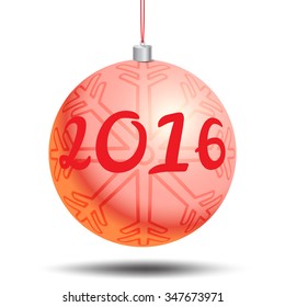 Colorful realistic christmas ball. Christmas ball hanging. Christmas decoration made from snowflakes. Creative happy new year 2016 design