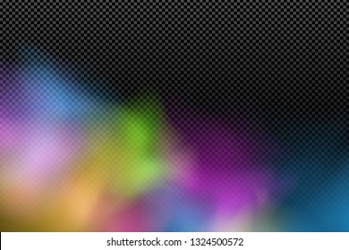 Colorful realistic cloud on a transparent background. Multicolored fog. Abstract modern stylish effect. Holi. Indian festival of colors. Vector illustration. EPS 10