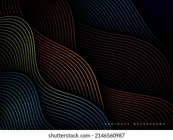 bunter, realistischer, dynamischer Linien auf dunklem Hintergrund