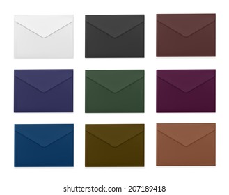 Colorful realistic envelope set