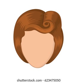 colorful realistic faceless woman with eighties hairstyle vector illustration