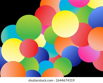 Colorful realistic flowing shiny balls background. Abstract colorful 3d ball pattern. Colorful balloon pattern background with artistic digital concept.