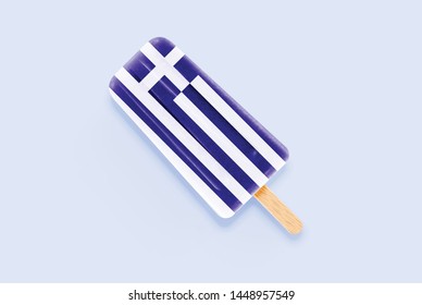 Colorful realistic Greece flag ice cream, vector illustration