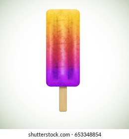 Colorful realistic ice-cream illustration. Fresh cold dessert. 3d vector style in the summer collection. Yellow, orange, pink colors. 