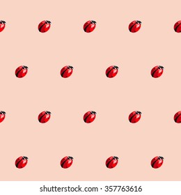 Colorful realistic ladybug simple vector seamless background