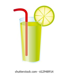 colorful realistic lemon freshness drink cocktail glass vector illustration