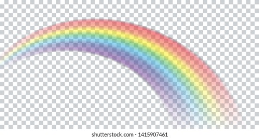 Colorful realistic multicolored rainbow. Natural arcuate phenomenon in the sky. Vector Illustration. EPS10