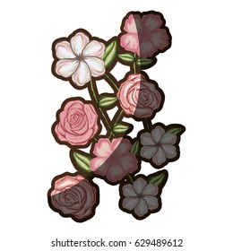colorful realistic roses bouquet decorative design with shading vector illustration