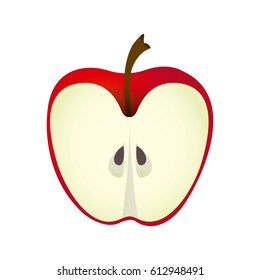 colorful realistic slice red apple fruit food vector illustration
