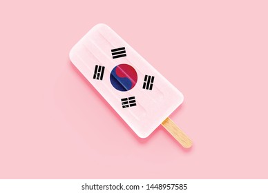 Colorful realistic South Korea flag ice cream, vector illustration