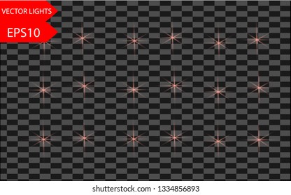 Colorful realistic special effects. The explosions and glowing particles of light. Isolated on a transparent background. Vector illustration.